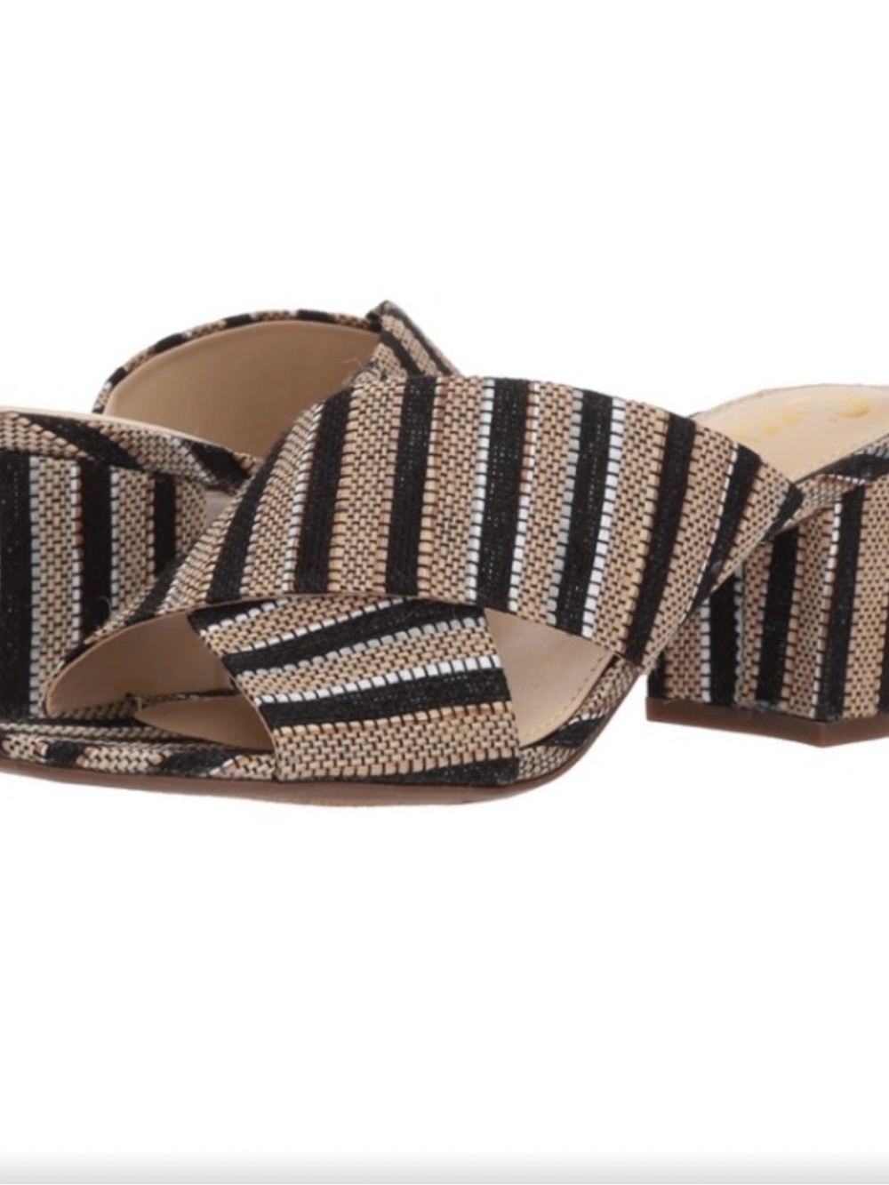 Circus by Sam Edelman Striped Tan Black Slip-On Block Heel Sandals
